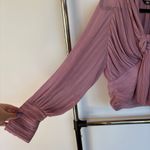 ZARA Rose Pink Formal Ruched Romantic Top Career Necktie Button Cuff Small NWOT Photo 4