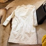 Atlantique Ascoli Paris white Cotton Linen Ruffle Mini Dress Tunic Size 1 Small Photo 2