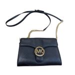 Michael Kors womens authentic Black Leather Saddle Crossbody Purse SKU8146 Photo 0