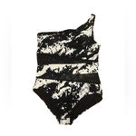 Carmen Marc Valvo  One Shoulder Mesh Inset One Piece Swimsuit Splatter Print 14 Photo 2