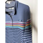 LL Bean Blue Rainbow Striped Rugby Lightweight Cotton Snap Pullover XL Photo 1