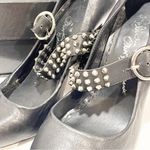 Alice + Olivia Alice & Olivia Size 9 Black Leather Silver Studded Dover Moto Pump Ankle Strap Photo 1