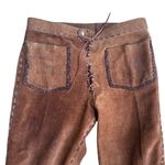 1960s Brown Suede Leather Pants Embellished Bell Bottoms Size 30 Photo 9