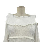 PITUSA Agata Smocked Crop Top In White Long Sleeves Size Petite / XS Photo 3