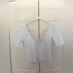 Free People NWT Just Looking Bustier Crop Top In White Short Sleeve Tee Size Large Photo 9