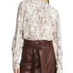 Habitual  Esmee Mock-neck Shimmer Top in White Sand Snakeskin Size M New With Tag Photo 0