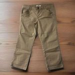 Disney Park Size 4 Capri Pants Women Khaki Cropped Flat‎ Front Mickey Mouse Logo Brown Photo 0