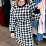 Adora Navy Checkered Sweater Dress Blue Size L Photo 1