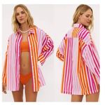 Tuckernuck Beach Roit Alexa tunic top striped orange pink beach cover up Sz L/XL Photo 9