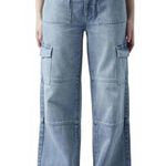 PacSun Kiana Mid Rise Baggy Cargo Jeans Eco Light Indigo NWT Size 26 Photo 0
