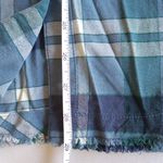 Free People  Oversized Raw Hem Button Down Shirt S Blue Plaid Photo 8