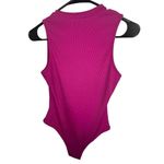 Droimp Magenta Ripped High Neck One Piece Bodysuit With Snap Bottom Pink Size M Photo 4