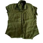 Banana Republic  women's size XS military green linen button down blouse Photo 0