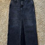 Madewell  Black Denim Skirt with Long Slit Down the Front Raw Hem Size 25 Photo 0