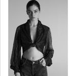 ZARA NWT METALLIC THREAD CROP TOP WITH KNOT BLOGGERS FAV XS BLACK Festive Photo 3