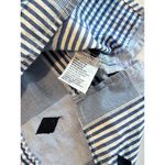 Crown & Ivy  Blue White Cold Shoulder Round Neck Diamond Print Top Size Medium Photo 8