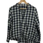 Madewell  Arion Plaid Wrap Front Long Sleeve Blouse in Black/White Size M Photo 4
