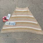 Roxy  Daydreamer Crop Crochet Knit Halter Top Tapioca Stripe S Photo 8