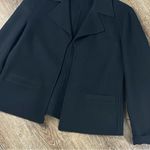 Talbots Blazer Jacket Women 12 Black Open Front 100% Wool Collard 2 Pockets Photo 4