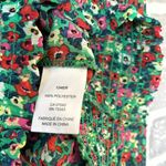Rachel Zoe  Green Floral V-Neck Tassel Tie Boho Peasant Blouse Women's Size Med Photo 5