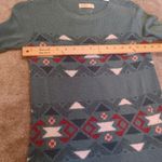 Hollister Size Small S Geometric Triangle Abstract Green Sweater Winter Photo 3