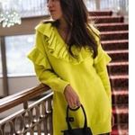 ZARA Ruffle Tunic Sweater M/L Green Photo 6