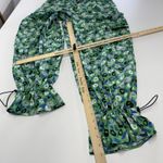 Diane Von Furstenberg  Pants Womens Large Green Blue Floral Nylon Drawstring Boho Photo 6