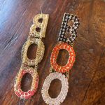 Rhinestone “BOO” Halloween Dangle Earrings – Black, Orange & Clear Black Photo 2