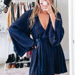 L'Academie  Revolve Florence Navy Pleated Mini Wrap Dress NWT Sz S Photo 0