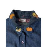 Vintage 90s Premier International Denim Blouse Womens M Removable Collar Pumpkin Blue Size M Photo 3