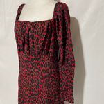 Lipsy London New Lipsy Animal Print Square Neck Mutton Long Sleeve Mini Dress Red Size 8 Photo 8