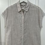 Lucky Brand Size S Dress Button Down Maxi Shirt Striped Lightweight Cap Sleeve Photo 2