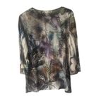 Chico's  Size 1 Small Tropical Vacation Parrot Rhinestone Round Neck 3/4‎ Slv Top Photo 4