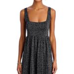 AQUA  Women's‎ Metallic Knit Square Neck Mini Dress Black Silver XS Party Photo 2