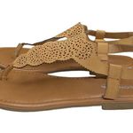 Sonoma ᪥ Laser Cut Vegan Leather Gladiator Thong Flat Sandals ᪥ Butter Yellow 6M Photo 5
