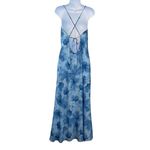 Sweet Lemon Womens Floral Crisscross Back Fully Lined Maxi Dress Blue Large NWT Photo 5