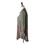 Tolani  Shirt Women Medium Black Silk Geometric Button‎ Down Long Sleeve Blouse Photo 3