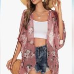 Dusty Pink Embroidered Floral Kimono White Size undefined Photo 11