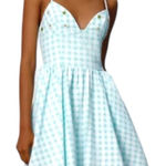 ZARA NWOT Seersucker Beaded Gingham Flare Dress Size XL Photo 0