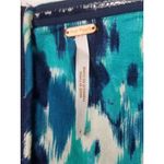 Free People  Strapless Blue & Teal Abstract Print Mini Dress With Smocked Back Photo 7