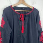 ZARA Embroidered Black and Red Women's Top size Large Photo 5