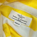 Trovata Birds of Paradise Yellow and White Striped Terrycloth Polo Shirt Medium Photo 3