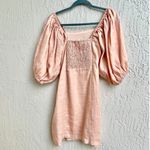 Ministry Of Style Puff Sleeve Smocked Back Mini Dress Peach Pink Women's Size 6 Photo 1