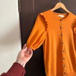BODEN | Pumpkin Orange Cotton Puff sleeve Short Sleeve Cardigan Sweater | Size 6 Photo 2