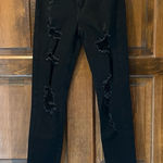 Aeropostale  Black Ripped Skinny Jeans Size 0 Aero Denim Raw Hem Distressed Photo 0