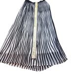 Ny Collection  Black & White Striped Pleated Midi Skirt Elastic Waist Size Small Photo 7