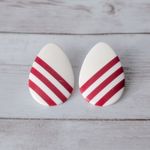 Vintage Clip On Earrings Off White & Red Striped Large Statement W.Germany Photo 2