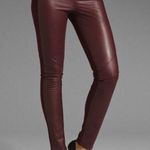 Paige  Paloma Genuine Leather Panel Paloma Leggings Pants Burgundy Small Photo 0