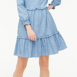 J.Crew  Chambray ruffle mini modern Prairie Long Sleeve Modest Button Dress Photo 0