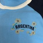 Free People NEW Ragabond Embroidered National Sport Tee Large Argentina Blue $68 Photo 4